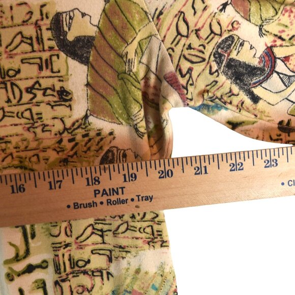 Chico’s Size 3 Egyptian Print Long Sleeve Top 100% Cotton Artsy Graphic Blouse - Picture 6 of 6